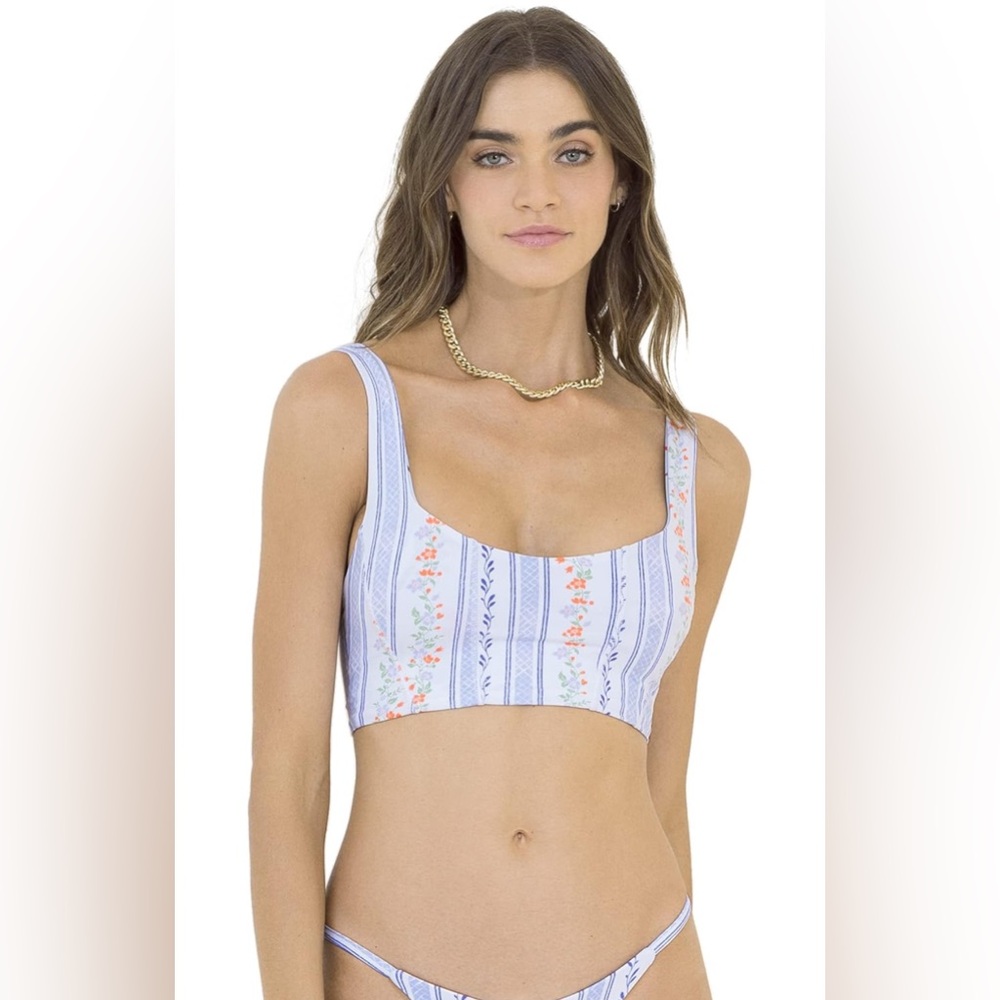 Maaji Antoniet Stripe Shantel Lace Up Bustier Bikini Top